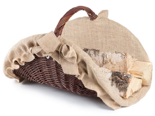 Kaminholzkorb aus Weide dunkel mit Jute Camino II. - Weidenkorb
