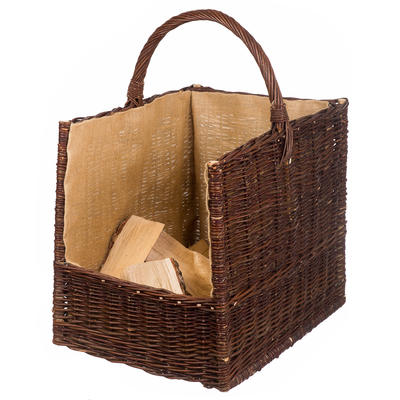 Kaminkorb aus Weidenruten dunkel mit Jute Takka II.