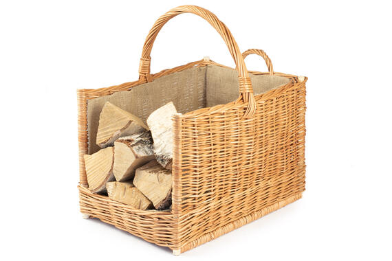 Kaminholzkorb aus Weide mit Jute - Weidenkorb
