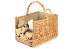 Kaminholzkorb aus Weide mit Jute - Weidenkorb